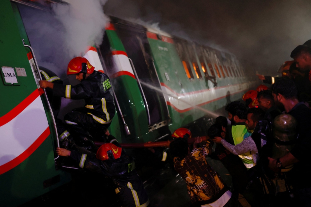 Five dead as packed passenger train catches fire in Bangladesh; arson suspected by police