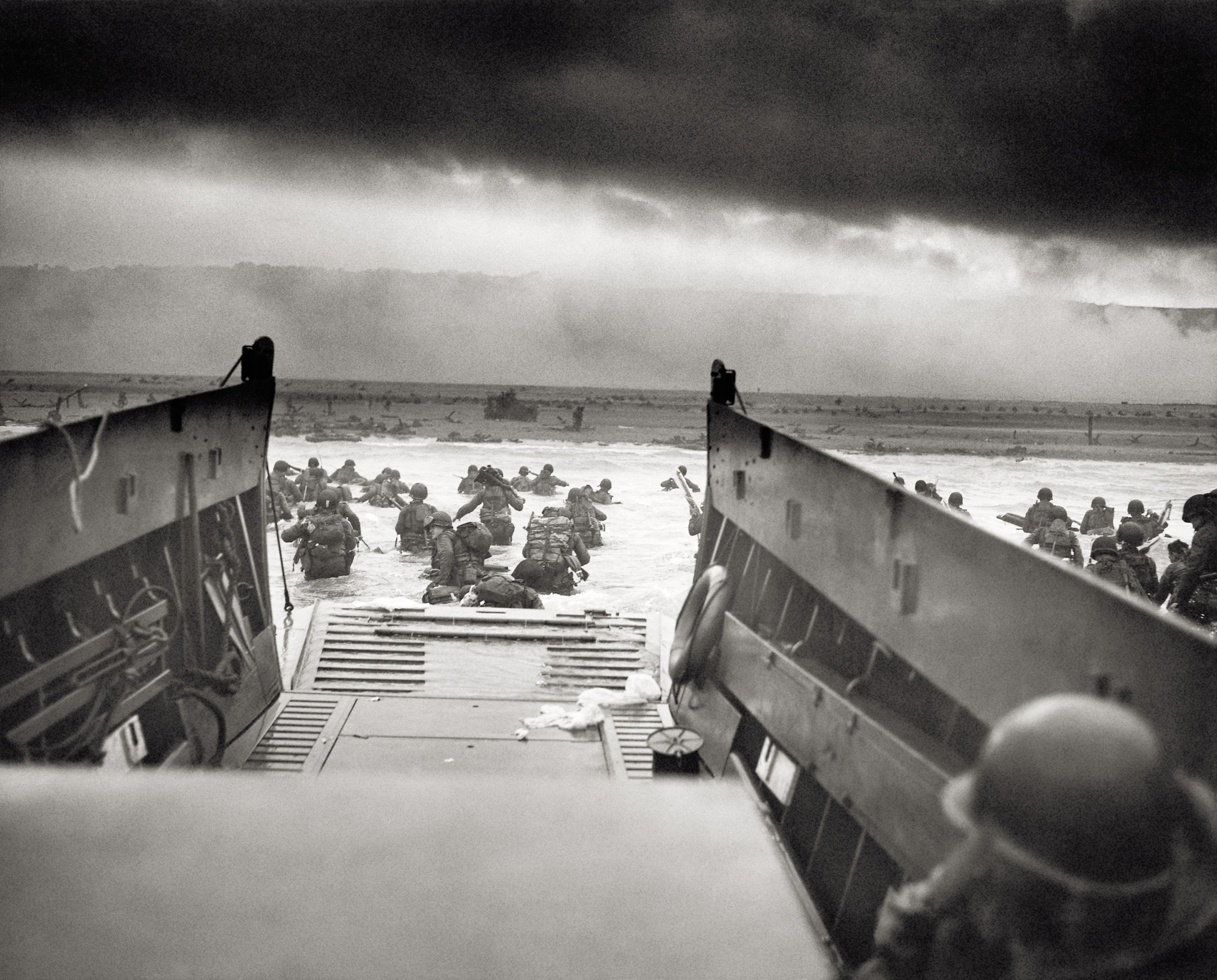 view from a V-Boat toward Normandy Beach during the invasion