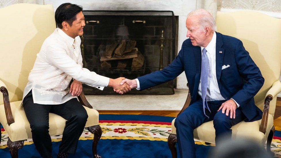 US President Joe Biden and President of the Republic of the Philippines Ferdinand R. Marcos Jr. during a meting in the Oval Office of the White House on Monday, May 1, 2023.