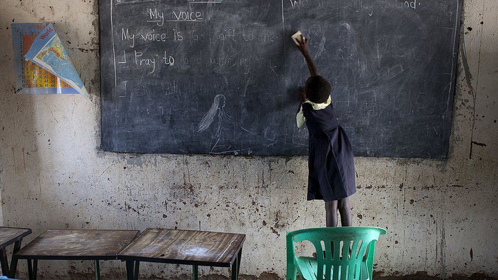Students attend classes at the Ephatha Primary school July 18, 2012 in Juba, South Sudan.