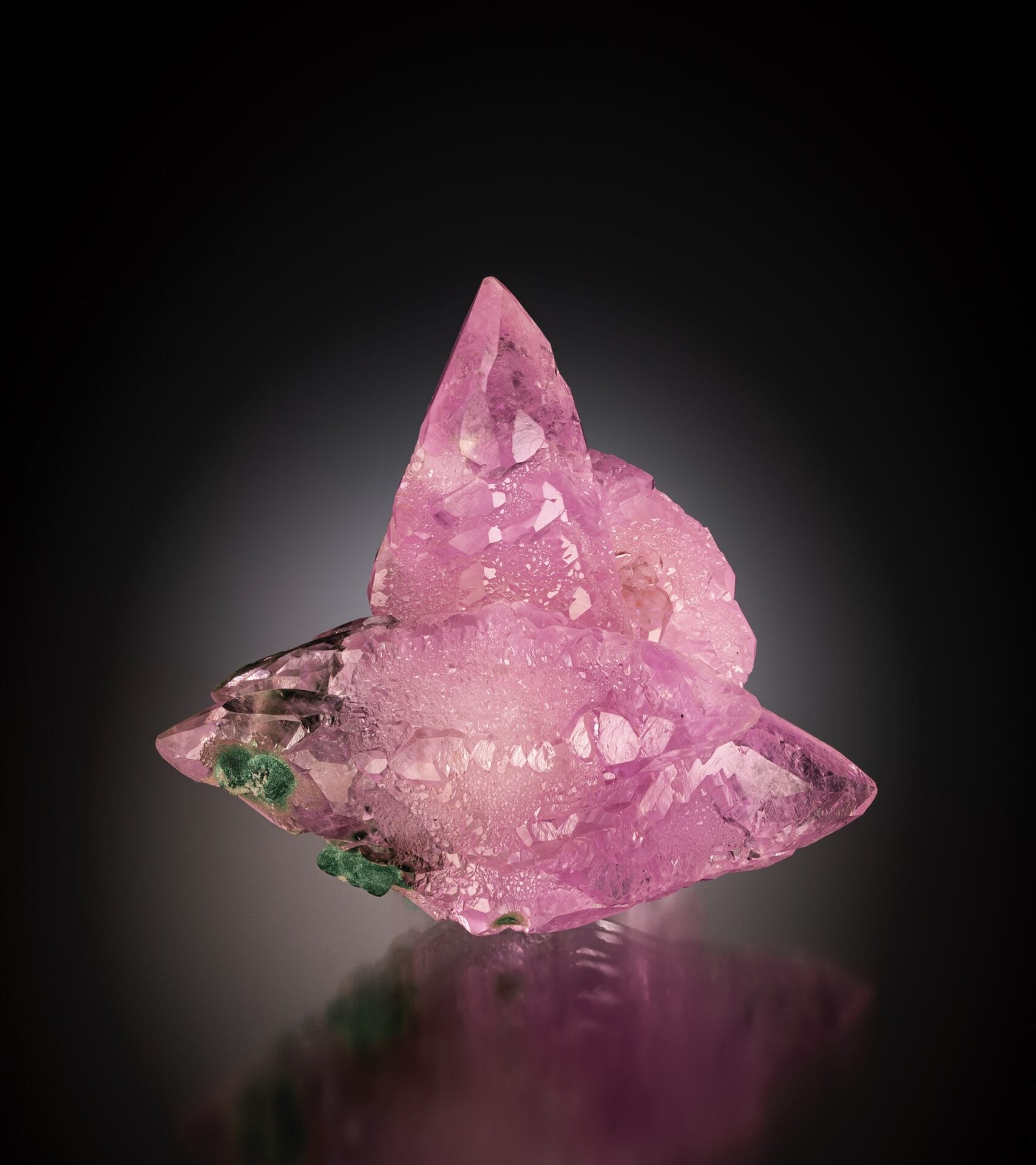 A bright pink crystal.