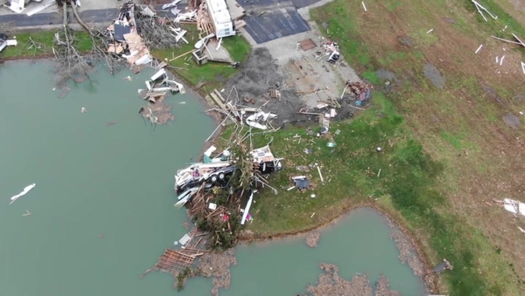 Tornado damage across Indiana county captured in drone footage