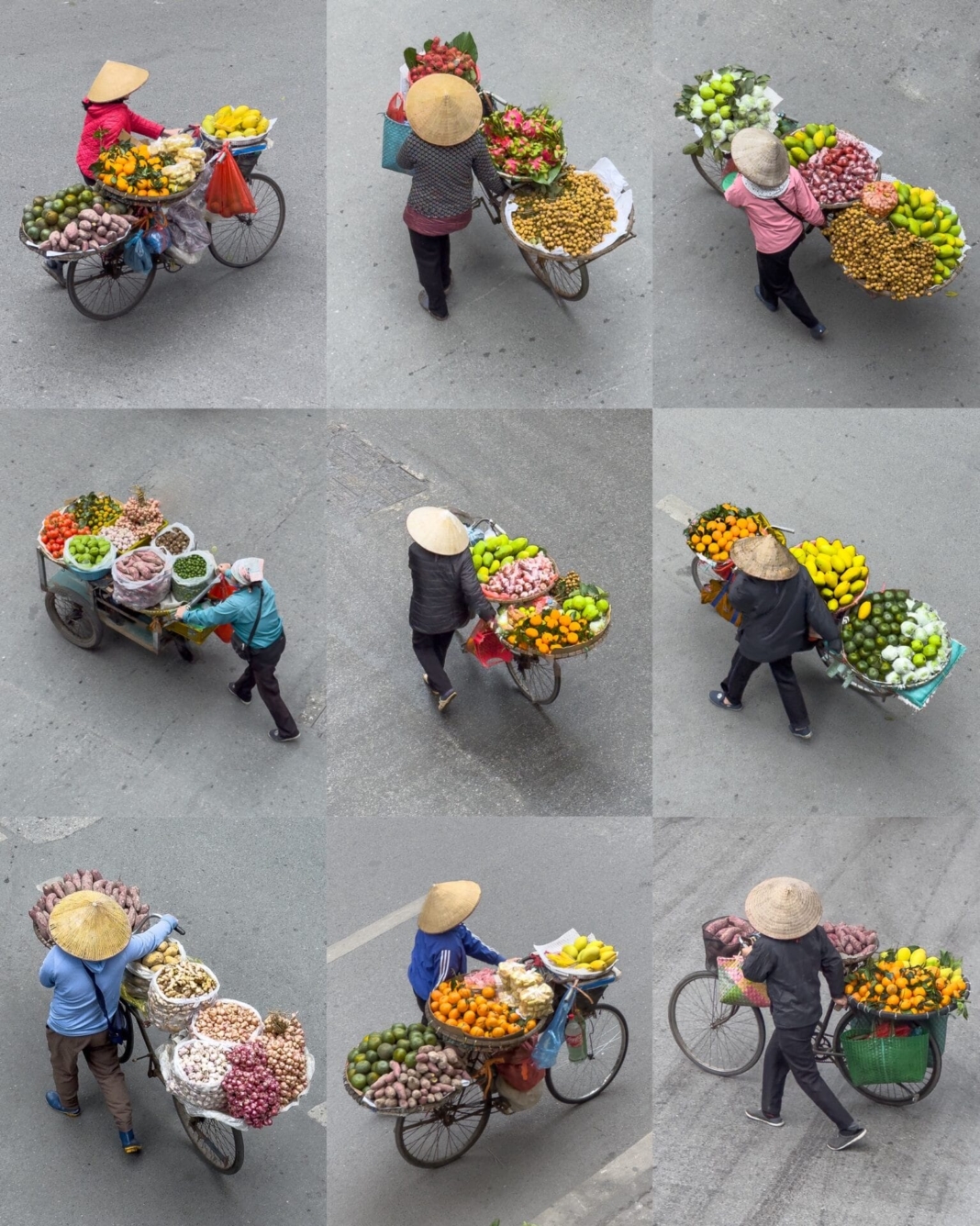 Trung Dong’s Aerial Street Photos Highlight the Fruit Merchants of Hanoi