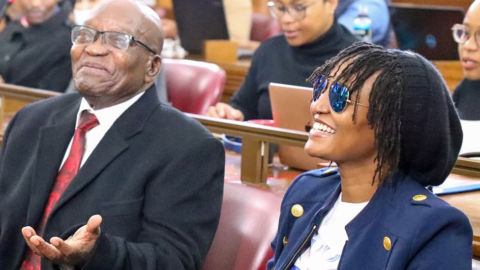 Jacob Zuma and daughter Duduzile Zuma-Sambudla at Johannesburg High Court in South Africay - May 2023